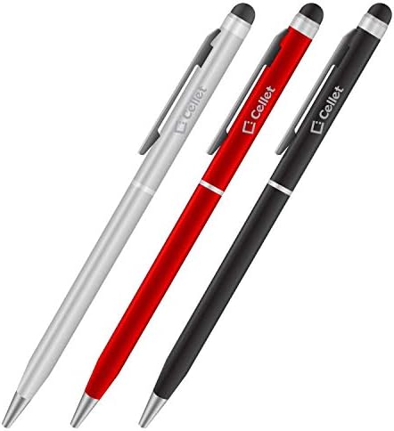 Pro Stylus Pen עבור חלונות Alcatel Idol 4S עם דיו, דיוק גבוה, צורה רגישה במיוחד וקומפקטית למסכי מגע [3 חבילה-שחור-אדום-סילבר]